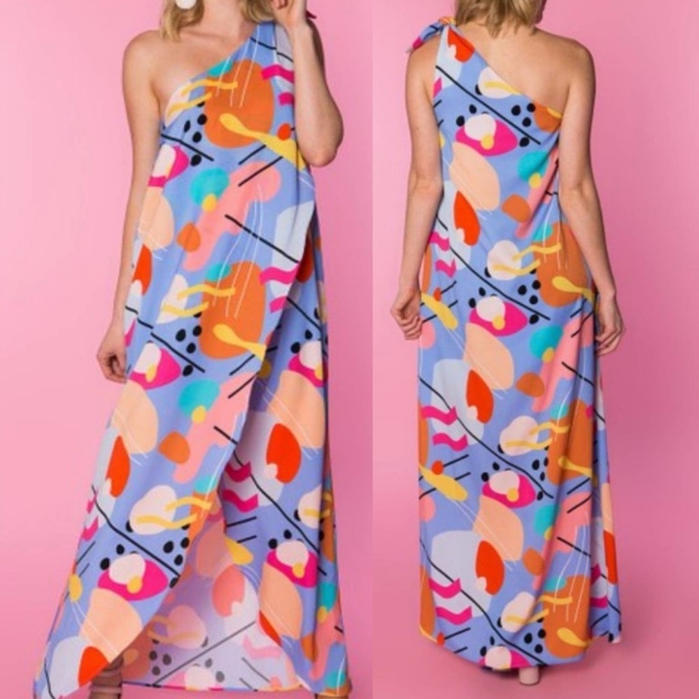 CROSBY by Mollie Burch Sasha High Low Midi Length One Shoulder Dress \\ 0